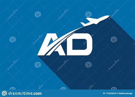 Initial Letter A And D With Aviation Logo Design Air Airline