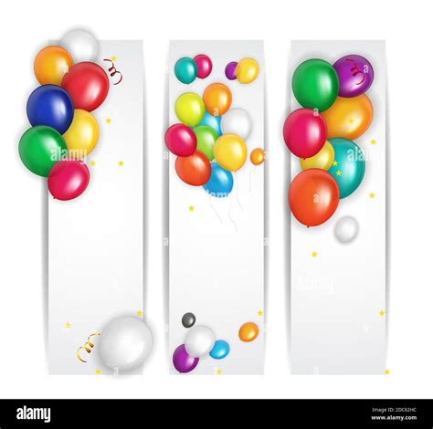 Color Glossy Happy Birthday Balloons Banner Background Illustration