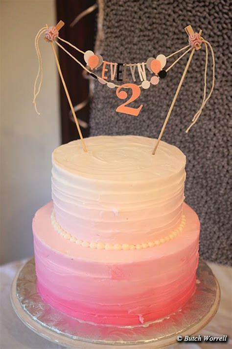 2 tier pink ombré cake chocolate top tier and white bottom layer 2