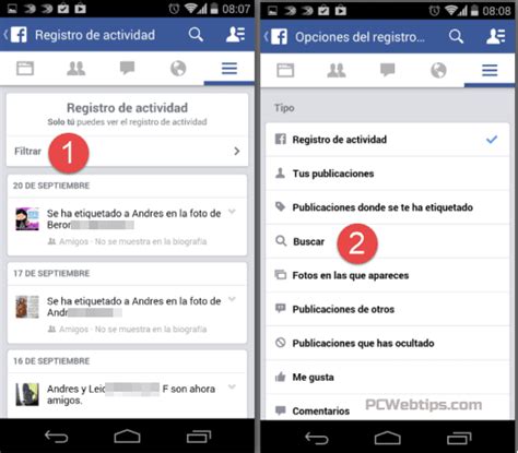 Cómo eliminar mi historial de búsquedas de Facebook en mi Movil PCWebtips