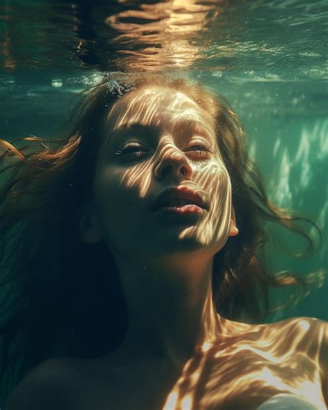 Premium Ai Image A Woman Swimming Under Water With A Reflection Of A