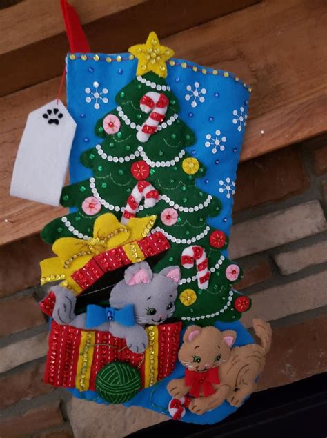 The Pawfect Gift Bucilla Christmas Stocking Lined Completed Etsy