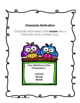 Character Motivation Anchor Chart by K1TeacherResources | TPT