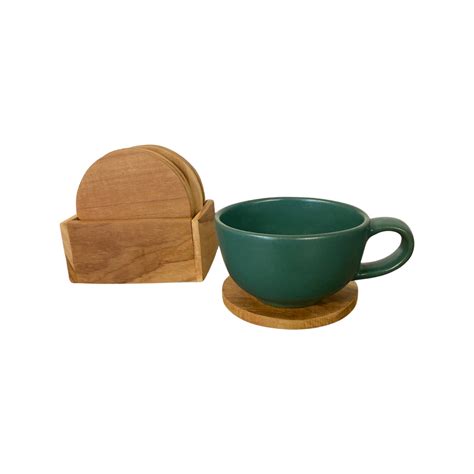 teak drink coasters set   bali story