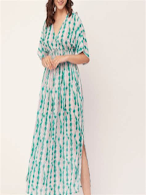 Buy Moomaya V Neck Tie And Dye Smocked Maxi Dress Dresses For Women