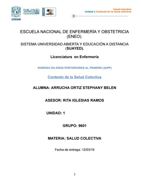 Contexto De Salud Colectiva Salud Colectiva Unidad 1 De La Salud