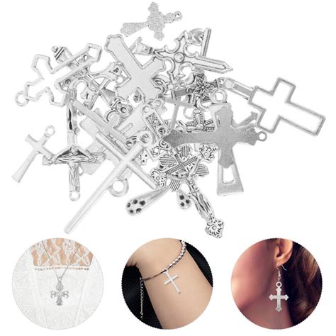 25 Pcs Charm Armbänder Perlenarmbänder Kreuz Anhänger Halskette