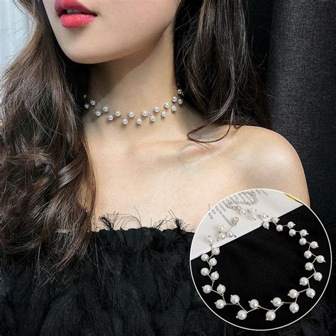 Jual Cod Kalung Choker Wanita Mutiara Rangkai Model Korea Korean Acc