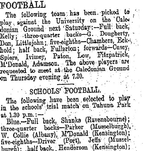 Football Otago Daily Times 4 9 1907 Items National Library Of New Zealand National