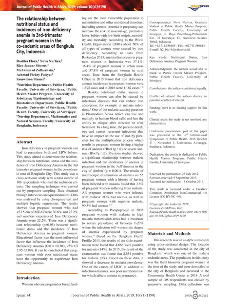 PDF The Relationship Between Nutritional Status And Incidences Of