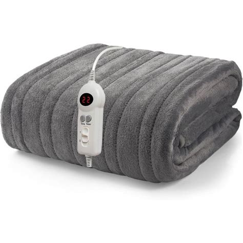 ELECTRIC HEATED THROW LARGE BLANKET WARM DIGITAL CONTROL TIMER FLEECE ...