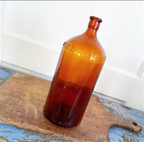 Vintage Amber Brown Glass Bottles Farmhouse Suntex Embossed Etsy