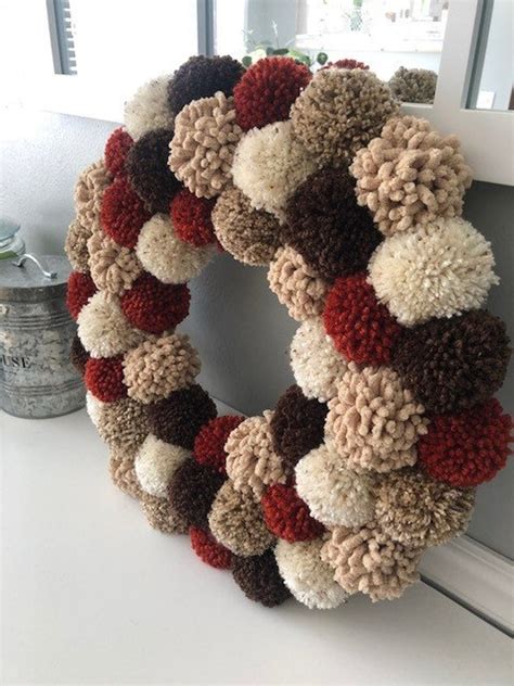 18 Fall Pom Pom Wreath Neutrals Holiday Living Etsy