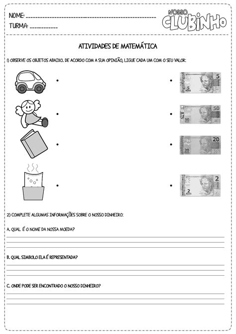 Jornal Ponto Com Atividades De Matemática Sistema Monetário