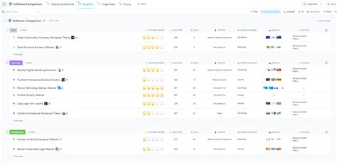 software comparison template  clickup