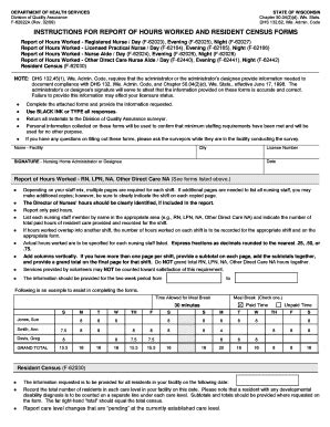 Fillable Online Dhs Wisconsin Instructions For Report Of Hours Worked