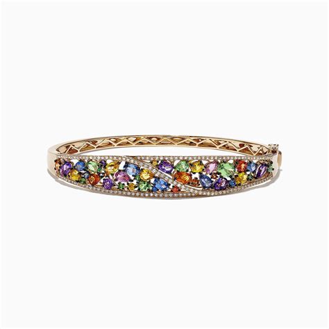 Effy Watercolors 14k Gold Multi Sapphire And Diamond Bracelet 7 02 Tcw