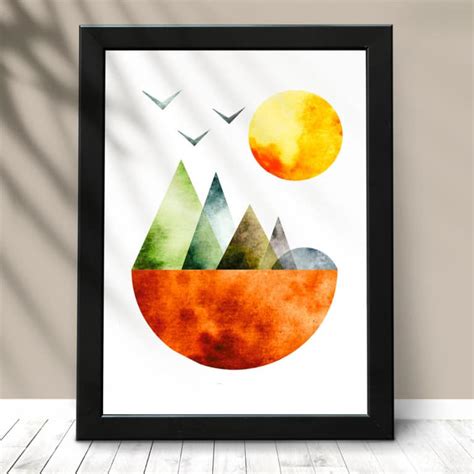 Quadro Decorativo Geom Trico Paisagem Wallze