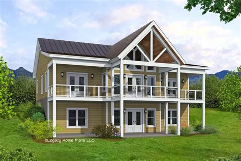 Mountain House Plan with Vaulted Porch and Interior for Up-Sloping Lots ...