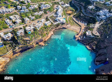 Landscape With Aerial View Of Cala Morell Menorca Island Spain Stock
