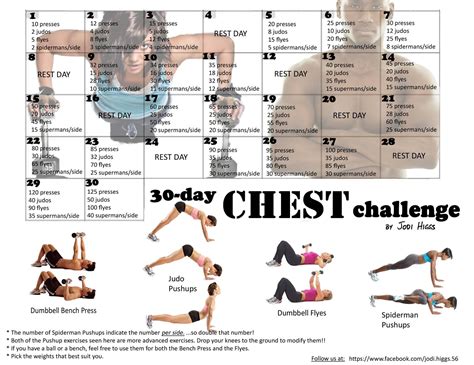 30 Day Chest Challenge 30 Day Workout Challenge Workout Challenge