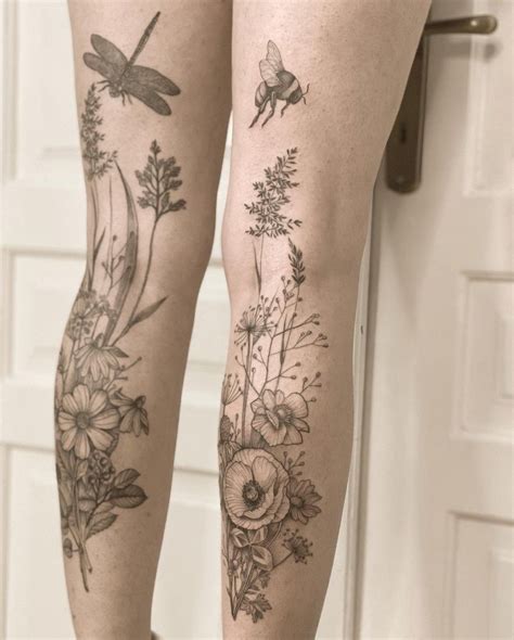 Cottagecore Tattoo Shin Tattoo Tattoo Bein Calf Tattoo Body Art