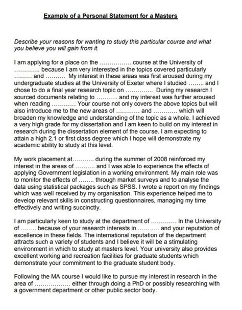 Personal Statement Template Free Word Templates