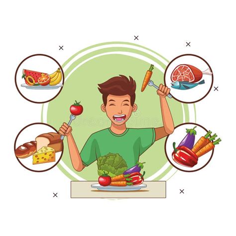 Balanced diet young man stock vector. Illustration of life - 136913961