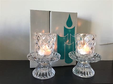 Vintage Pair Partylite Crystal Votive Holders Etsy