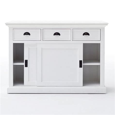 Allthorp Solid Wood Sideboard In White With Sliding Doors Furniture