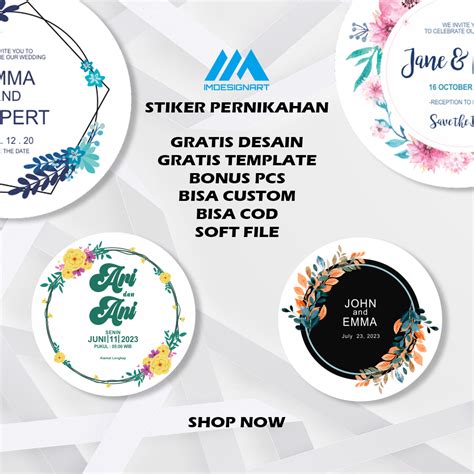 Jual Stiker Wedding Bulat Custom Stiker Souvenir Pernikahan Stiker