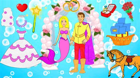 Paper Dolls Princess Mermaid Dress Up For Wedding Costumes Papercrafts