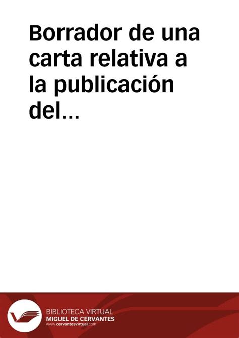 Borrador De Una Carta Relativa A La Publicaci N Del Informe Sobre Los