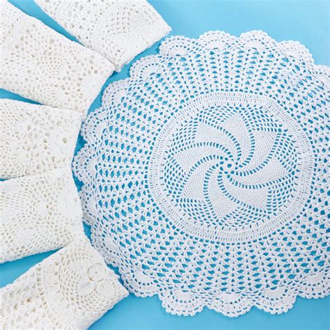 White Round Crocheted Doily Crochet And Lace Doilies Home Decor