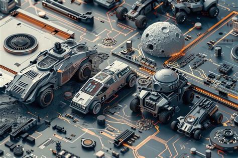 Graphic Of 3d Model Of Futuristic Vehicles With Data Visualization On A