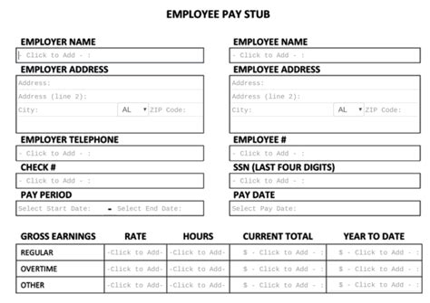 Payroll Pay Stub Template ~ Excel Templates