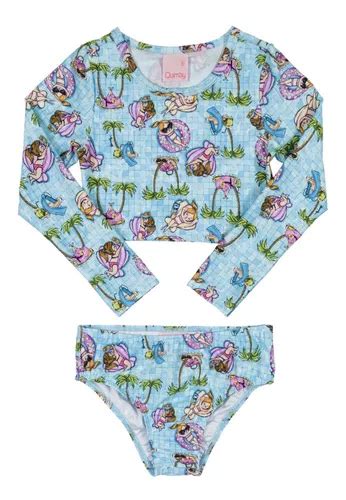 Biquíni Infantil Cropped Piscina Azul Quimby MercadoLivre