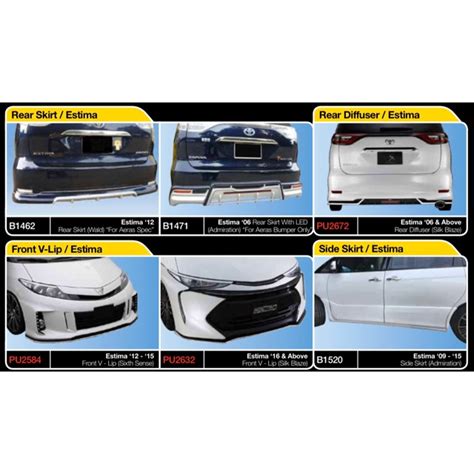 Toyota Estima Acr Acr Bodykit Body Kit Front Side Rear Bumper Skirt