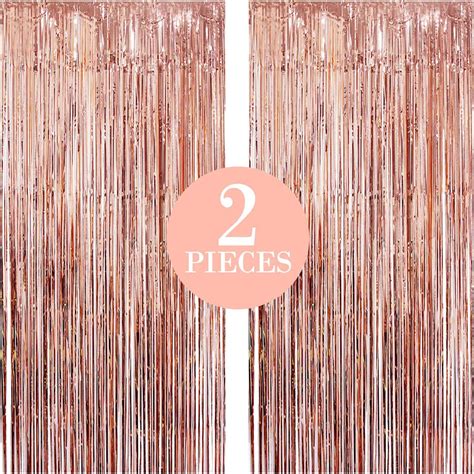 Large Rose Gold Fringe Curtain 32 X 10 Feet Pack Of 2 Rose Gold