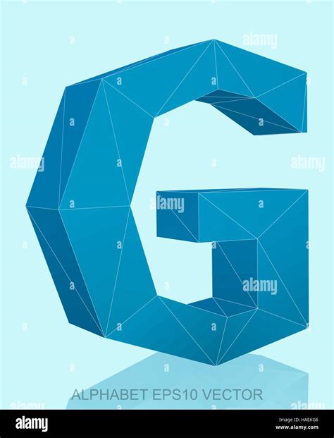 Abstract Blue 3D Polygonal Uppercase Letter G With Reflection Low Poly