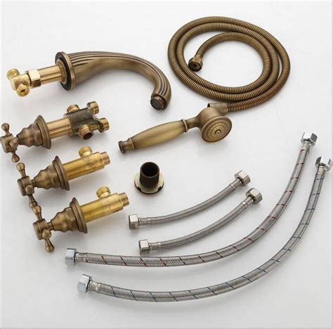 Luxury Full Copper Hot And Cold Bath Faucet Five Piece European Style Bronze Bath Side Split