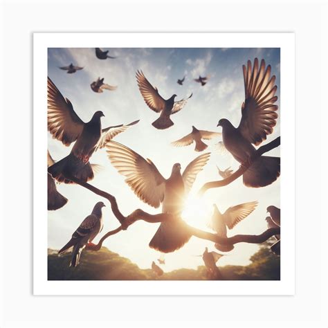 Pigeons Flying Art Print by MORAE - Fy