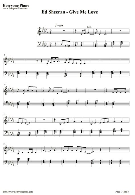 Free Give Me Love-Ed Sheeran Piano Sheet Music Preview 1 - Free Piano Sheet Music & Piano Chords ...