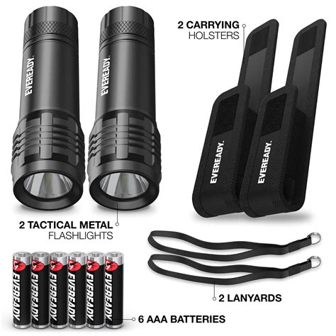 Eveready Led Tactical Flashlights S300 With Holsters 2 Pack Rugged