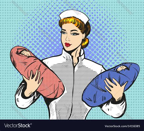 Pop Art Of Maternity Nurse Royalty Free Vector Image