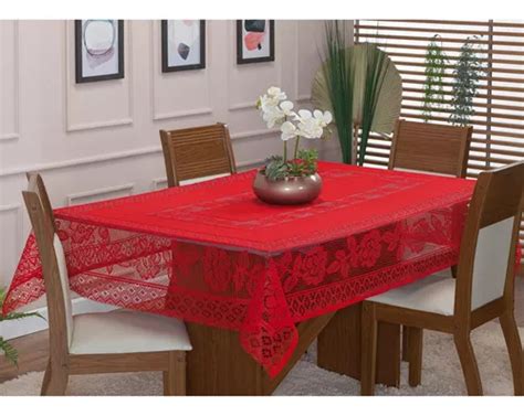 Toalha De Renda Quadrada 1 40x1 40 Floral 4 Lugares Vermelho