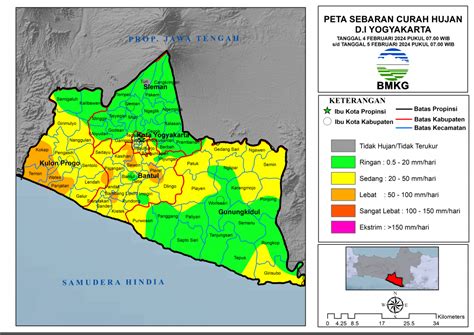 Analisis Curah Hujan Harian 5 Februrari 2024 BMKG DI Yogyakarta