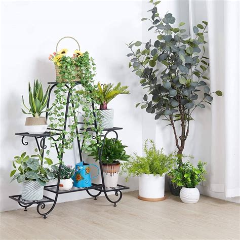 6 Potted Plant Stand Iron Flower Pot Display Shelf Holder Garden Patio On Sale Bed Bath