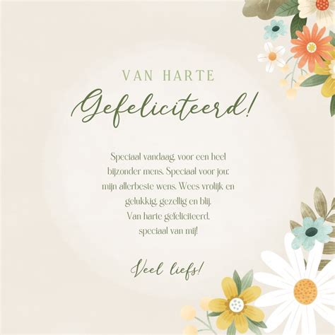 Fleurige Verjaardagskaart Met Bloemen Jaar Kaartje Go