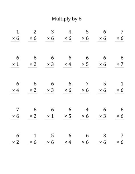 Free 6 Times Table Worksheets